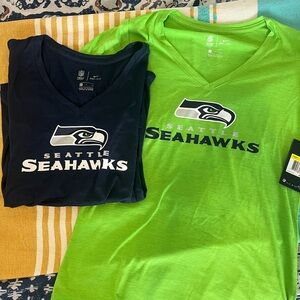 Nike Seattle Seahawks V-Neck Tee in Navy & Lime